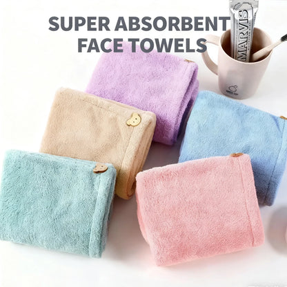 Hair Towel Wrap – Quick-Dry Coral Fleece with Button Closure