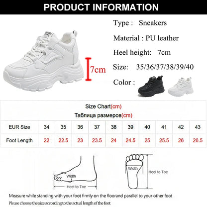 Women's Platform Sneakers – Lace-Up Thick Sole PU Leather Shoes