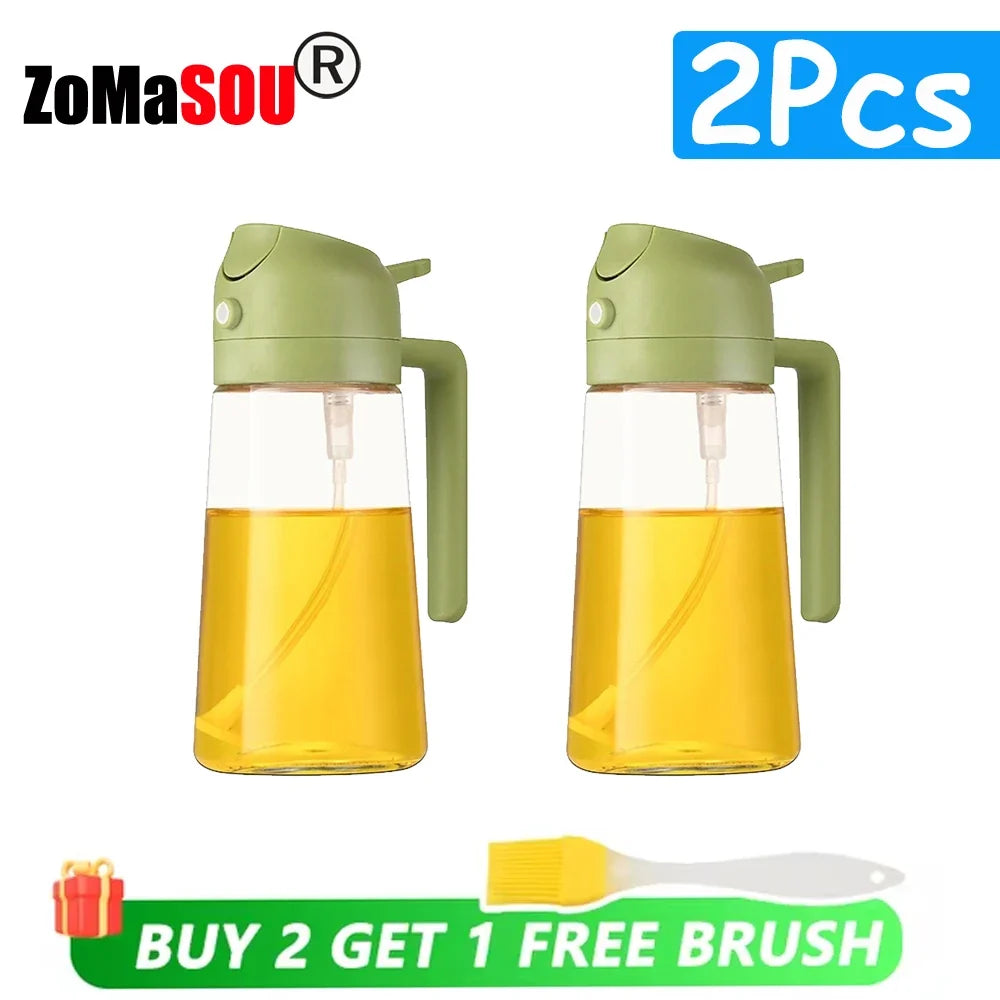 2-in-1 Oil Sprayer & Pourer Bottle – Glass Dispenser for Kitchen & BBQ