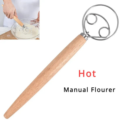 Danish Dough Whisk – Stainless Steel with Wooden Handle