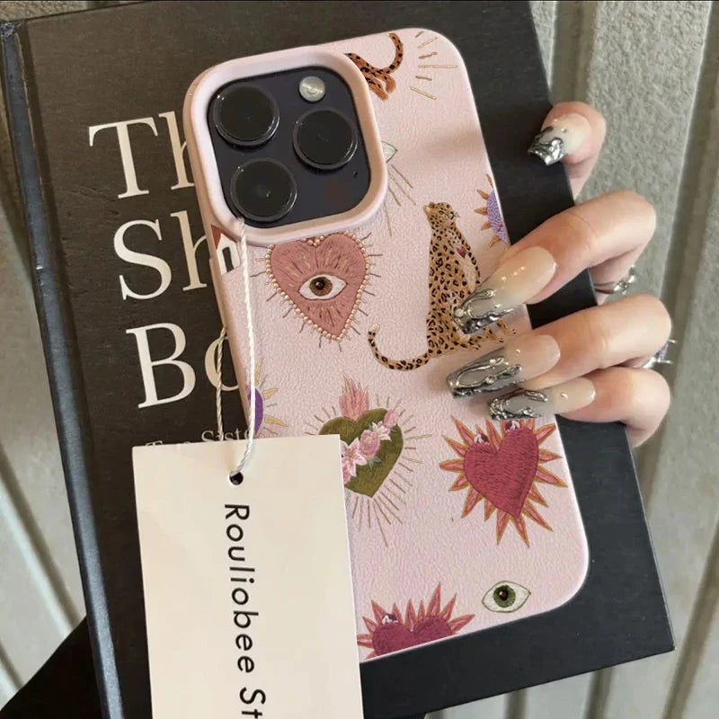 Leopard Evil Eye iPhone Case – Aesthetic Boho Silicone Cover