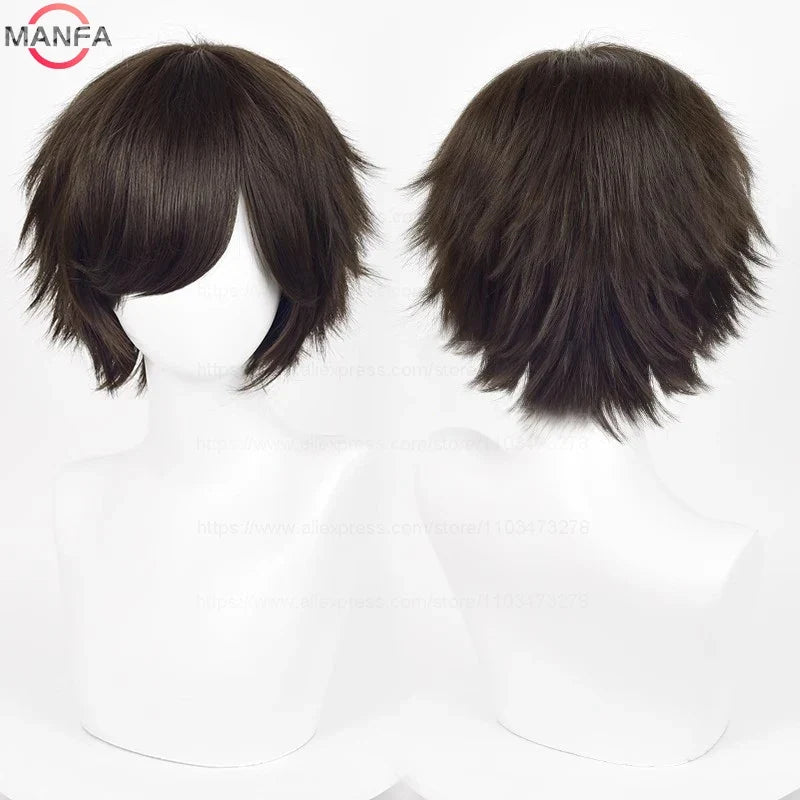 Short Straight Anime Cosplay Wig – 30cm, Multiple Colors for Men & Women