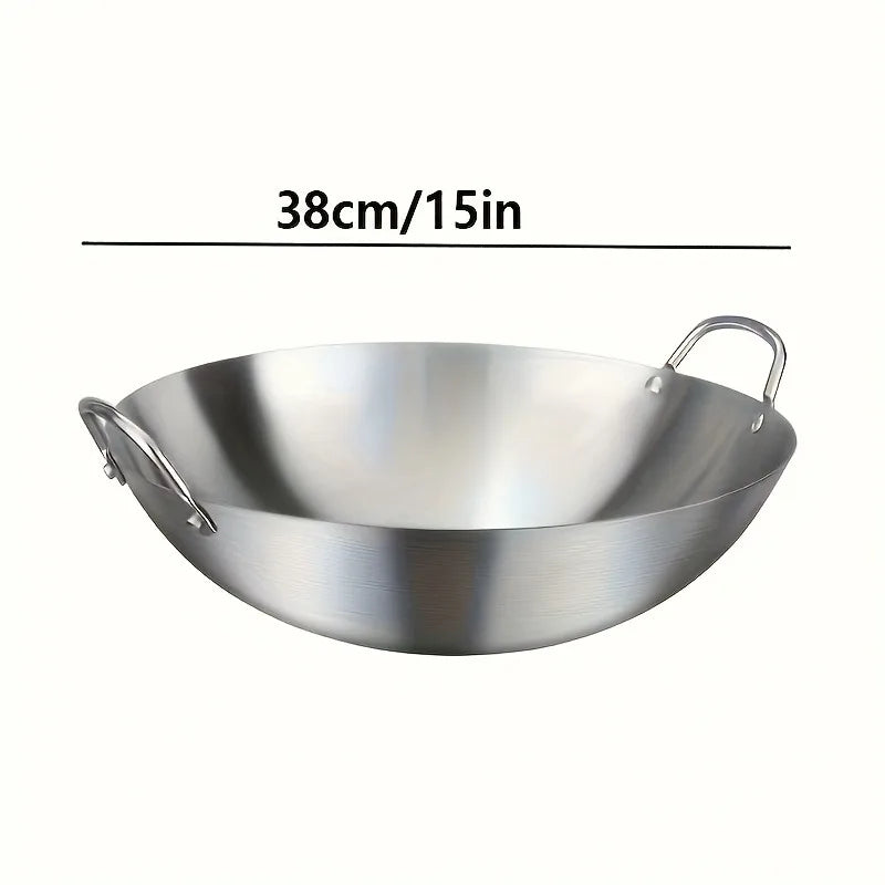 Large Stainless Steel Wok with Dual Handles – Uncoated