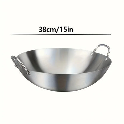 Large Stainless Steel Wok with Dual Handles – Uncoated