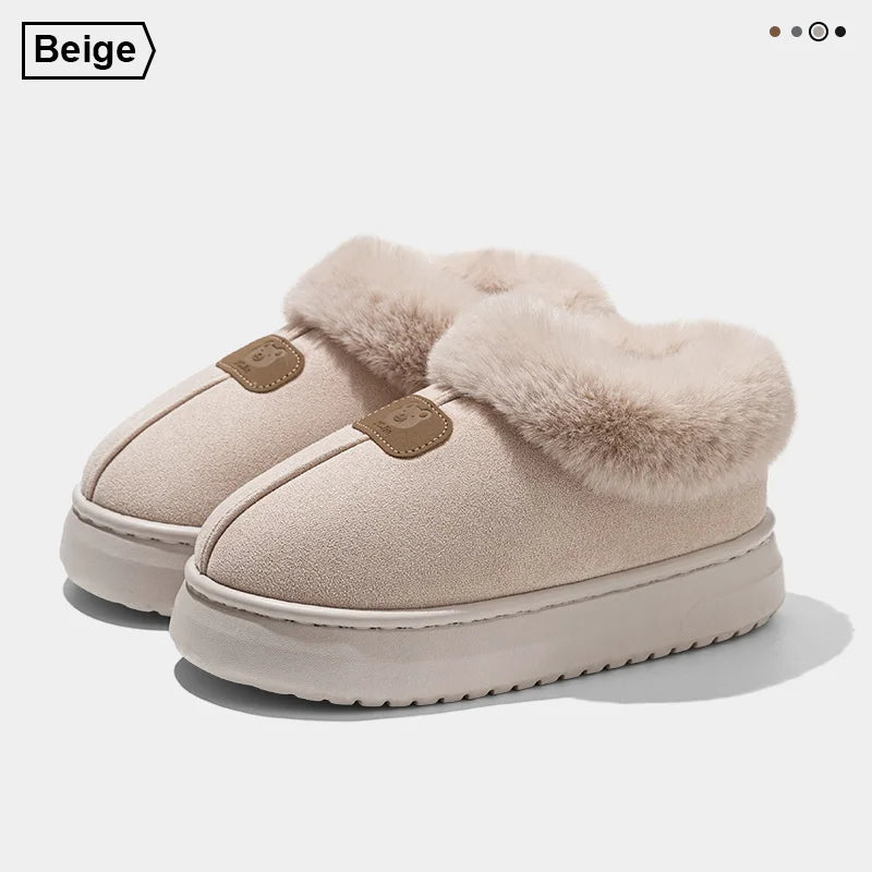 Fleece-Lined Winter Slippers – Ankle Cover Warm House Shoes