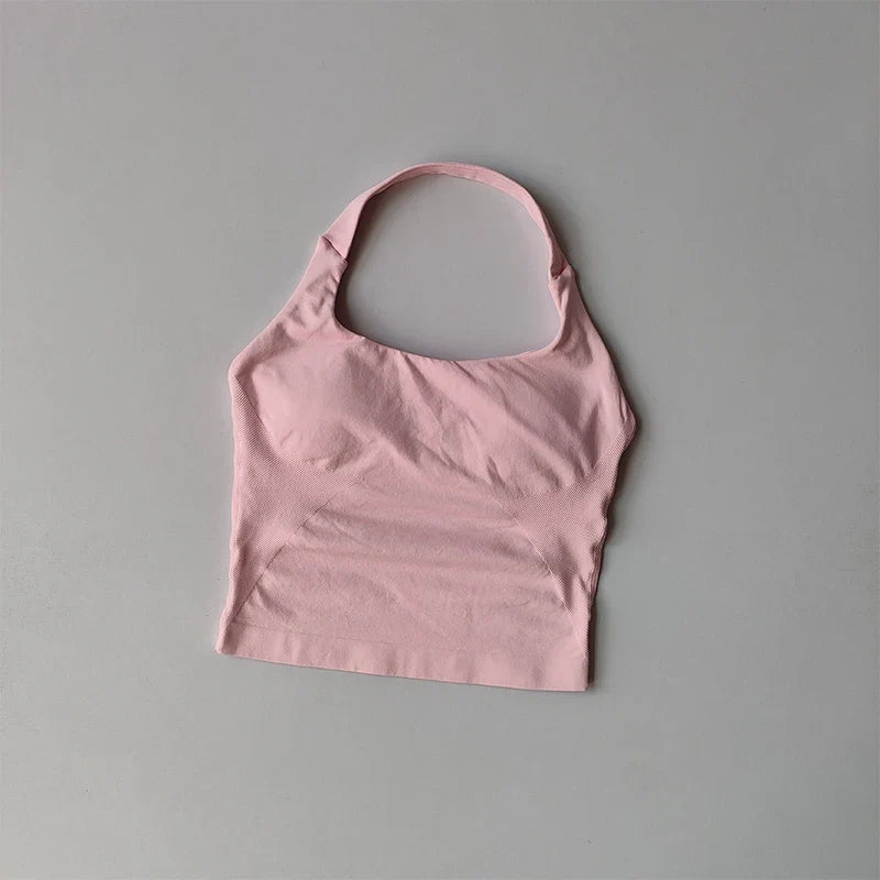 Halter Sports Bra for Women – Longline Shockproof Yoga Gym Top