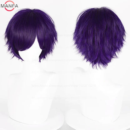 Short Straight Anime Cosplay Wig – 30cm, Multiple Colors for Men & Women