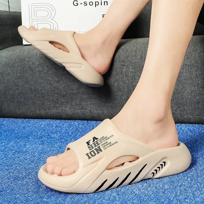Men's Massage Slide Sandals – Soft Sole Indoor Outdoor Beach Slippers