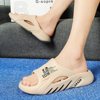 Men's Massage Slide Sandals – Soft Sole Indoor Outdoor Beach Slippers
