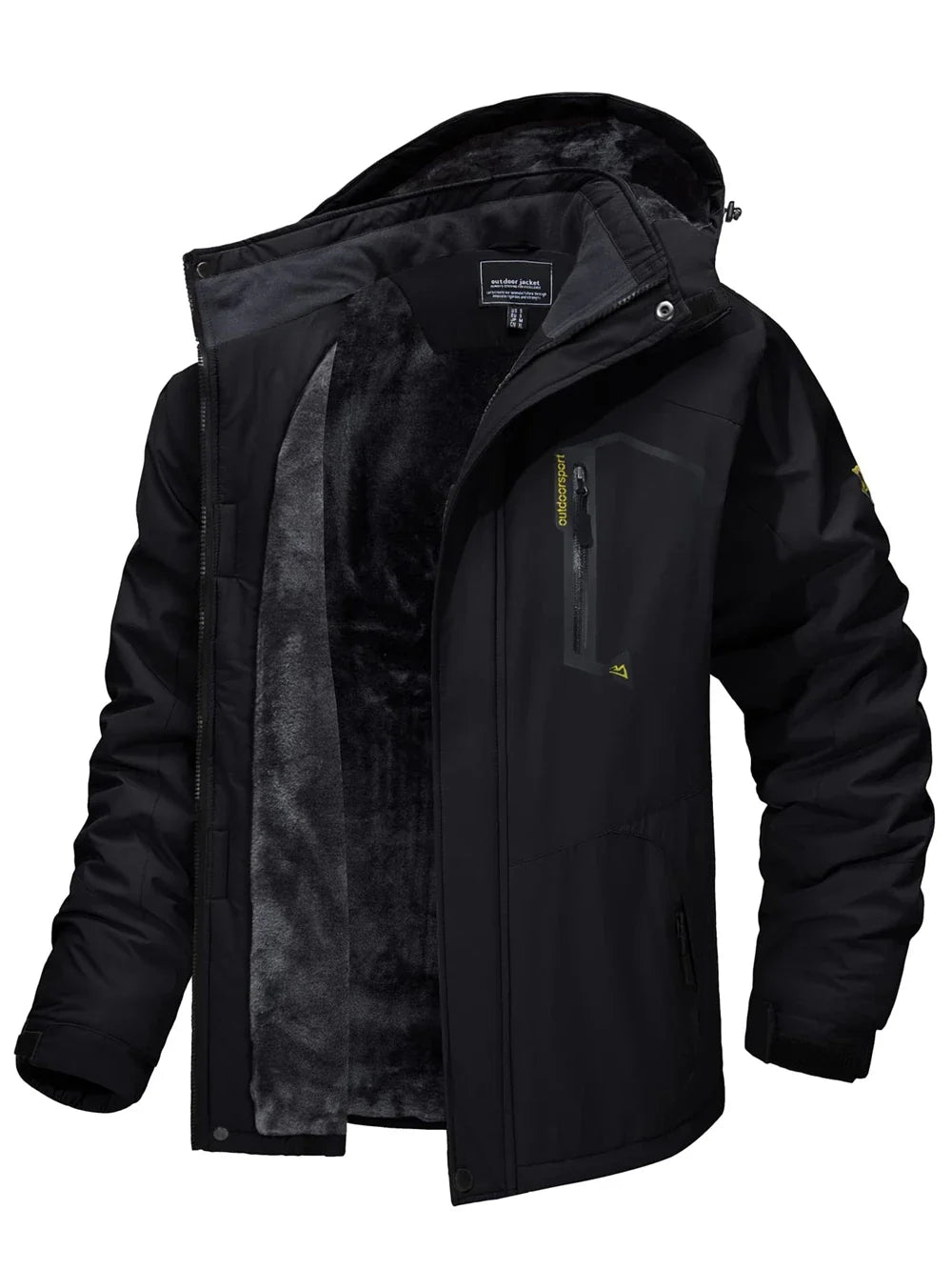 Men's Fleece-Lined Mountain Jacket – Removable Hood Hiking Coat