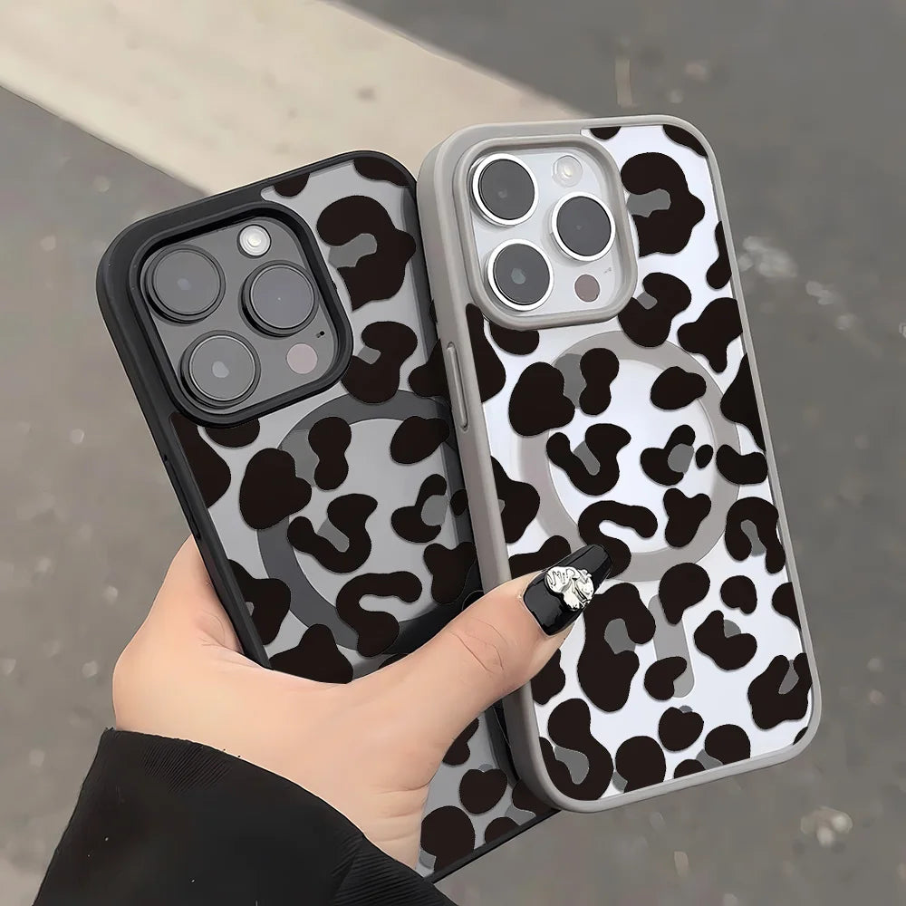 Leopard Print Star iPhone Case – Matte MagSafe Cover
