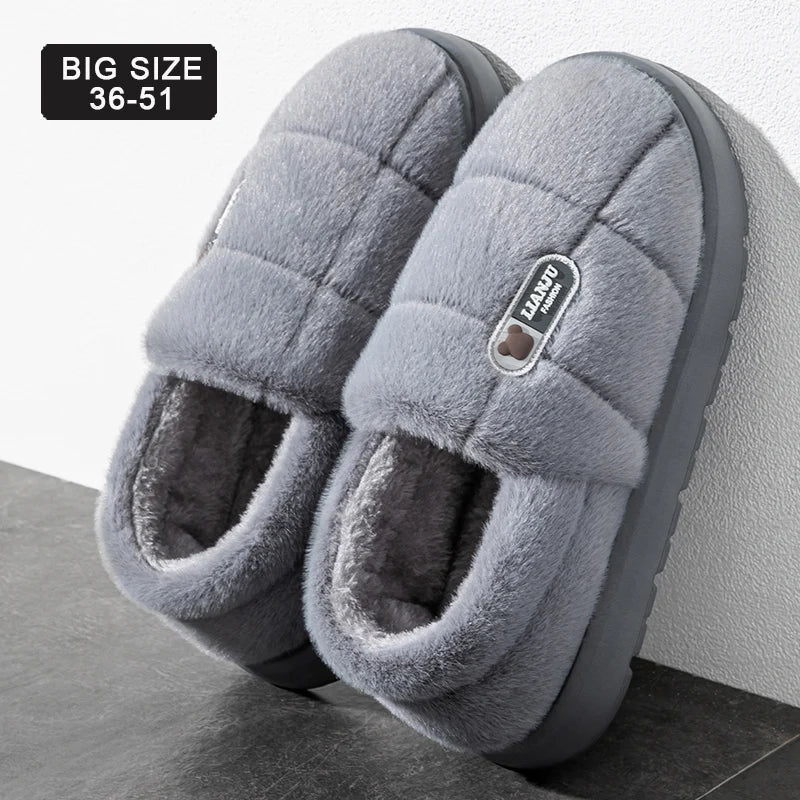Plush Winter Slippers – Closed-Toe Wrap-Heel Warm Indoor Shoes