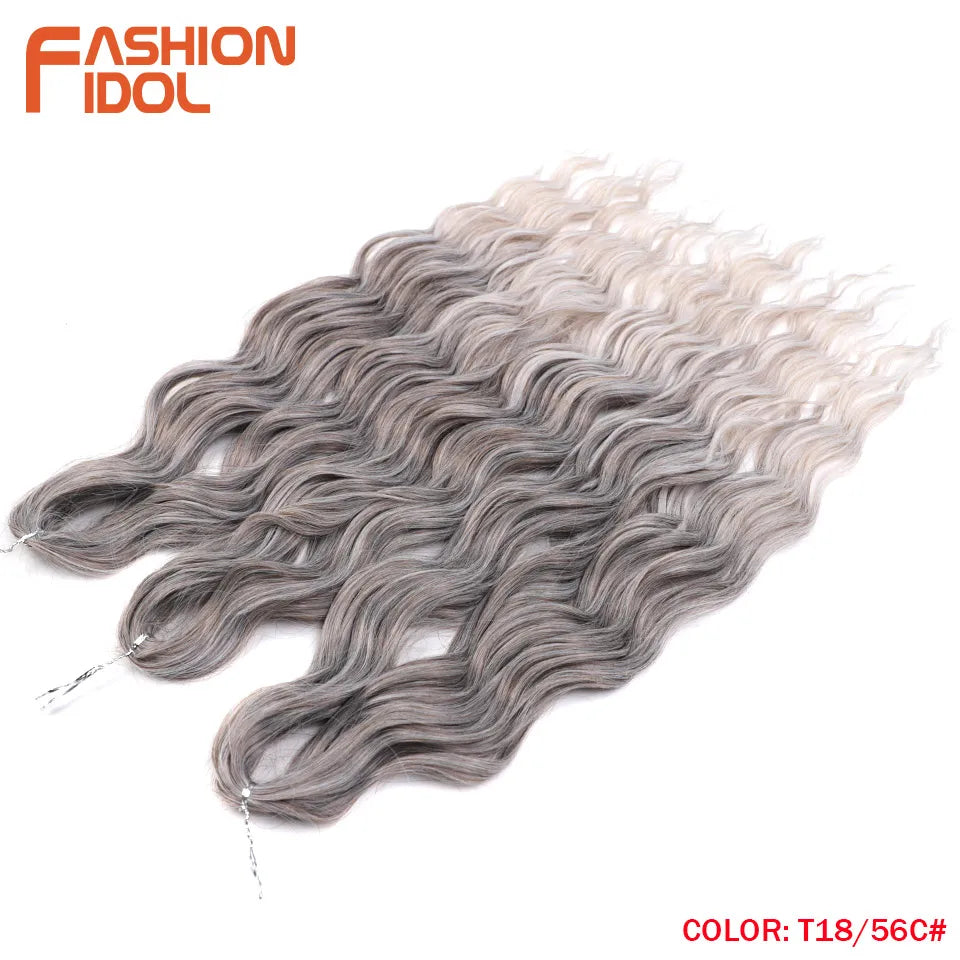 24 Inch Water Wave Crochet Braiding Hair Extensions – Synthetic Ombre