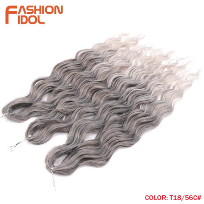 24 Inch Water Wave Crochet Braiding Hair Extensions – Synthetic Ombre