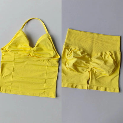 Women's Halter Neck Sports Bra & Shorts Set