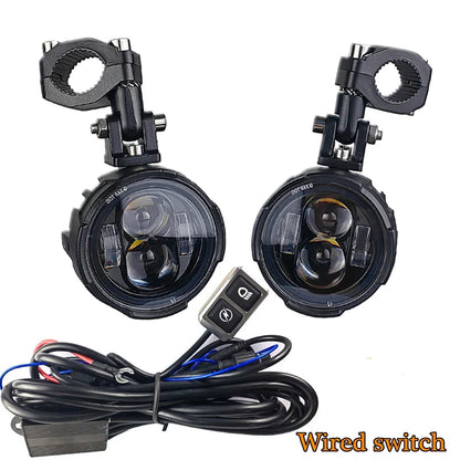 Motorcycle LED Fog Lights 100W Dual Spotlights with Wired Switch