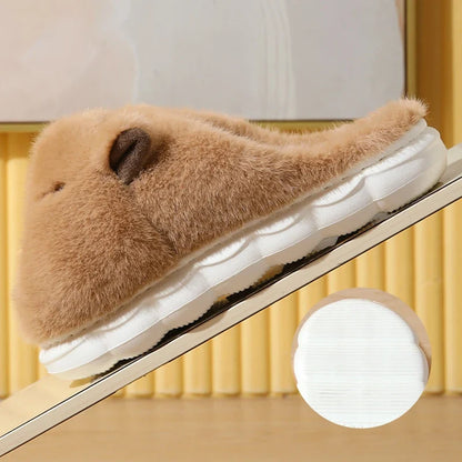 Capybara Plush Slippers – Cute Fuzzy Warm House Shoes