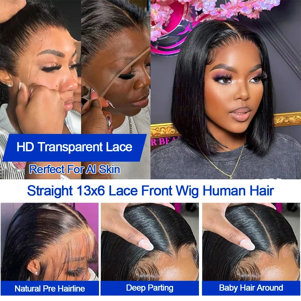 Straight Bob HD Lace Front Wig Human Hair 13x4 13x6 Brazilian