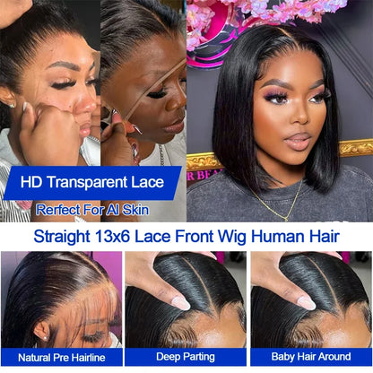 Straight Bob HD Lace Front Wig Human Hair 13x4 13x6 Brazilian
