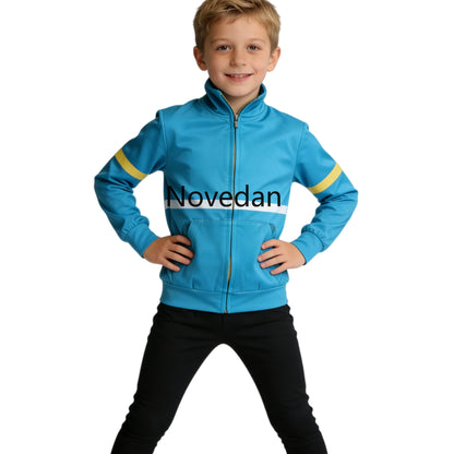 Max Mayfield Inspired Blue Zip-Up Hoodie Costume for Kids Halloween Cosplay Outfit