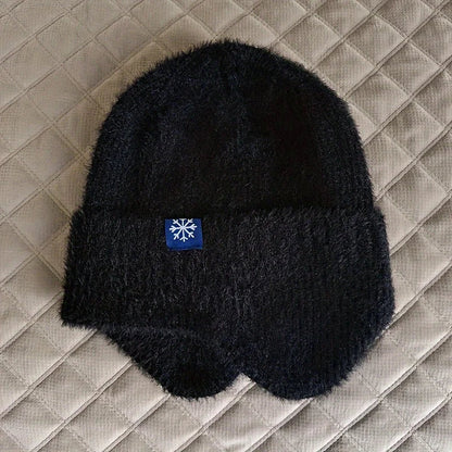 Women's Earflap Beanie – Faux Fur Knit Winter Hat