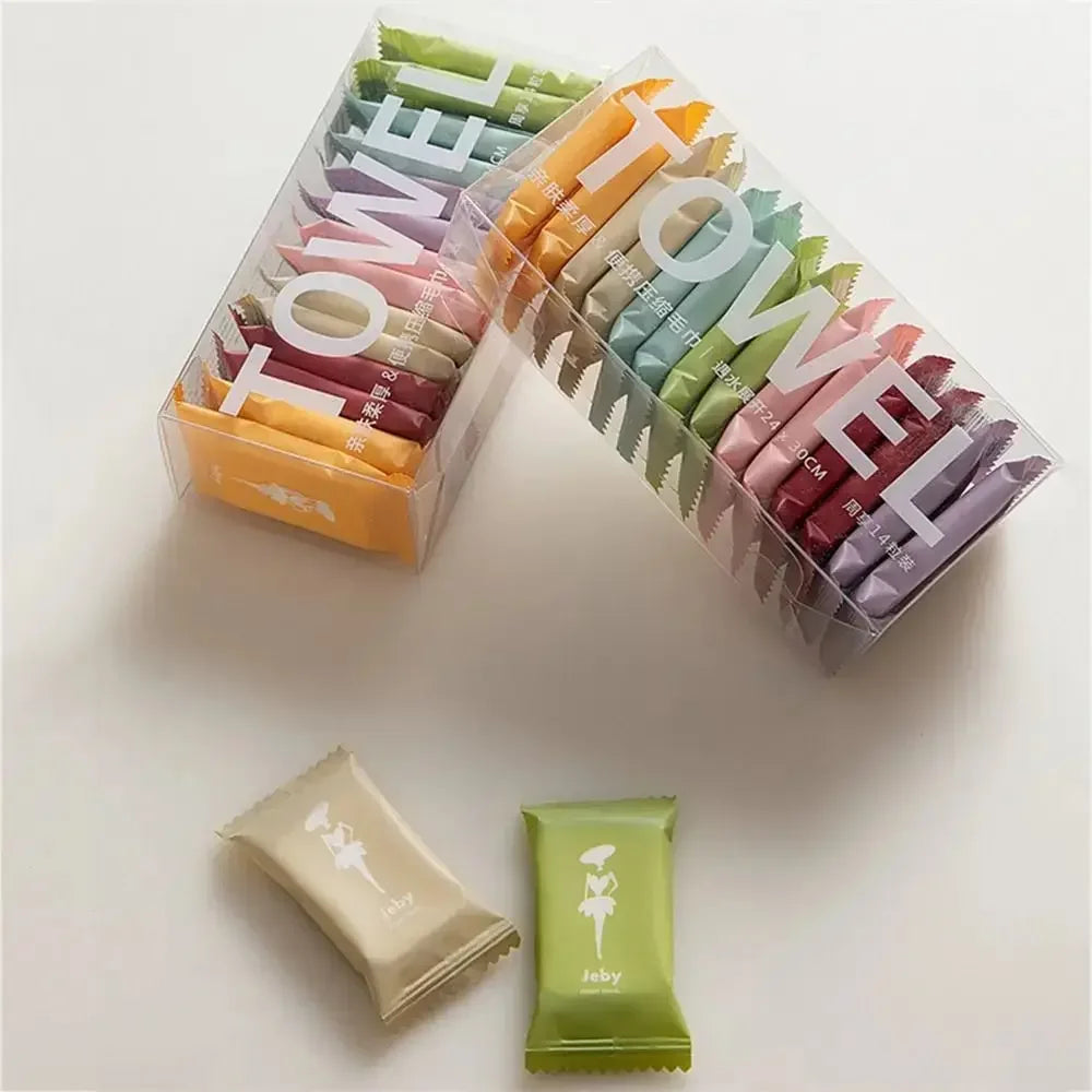 Disposable Compressed Travel Towels – 14 Pack Face & Body Washcloths