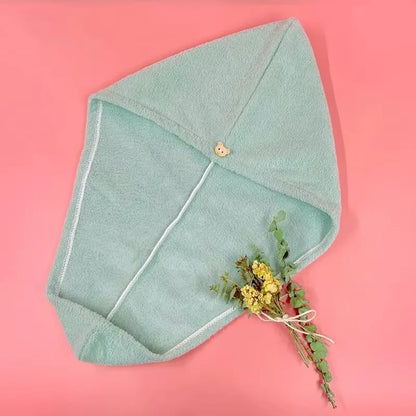 Hair Towel Wrap – Quick-Dry Coral Fleece with Button Closure