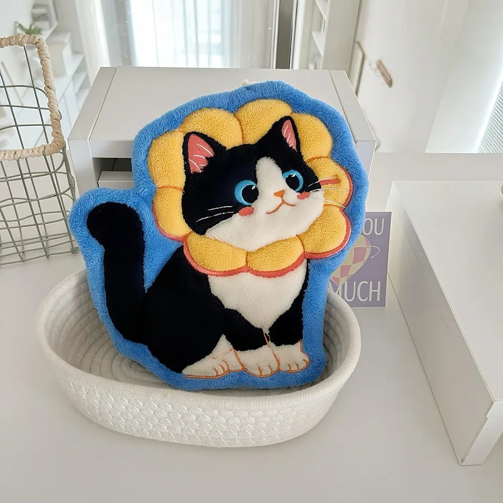 Cute Cat Hand Towel – Coral Fleece Hanging Bathroom Towel