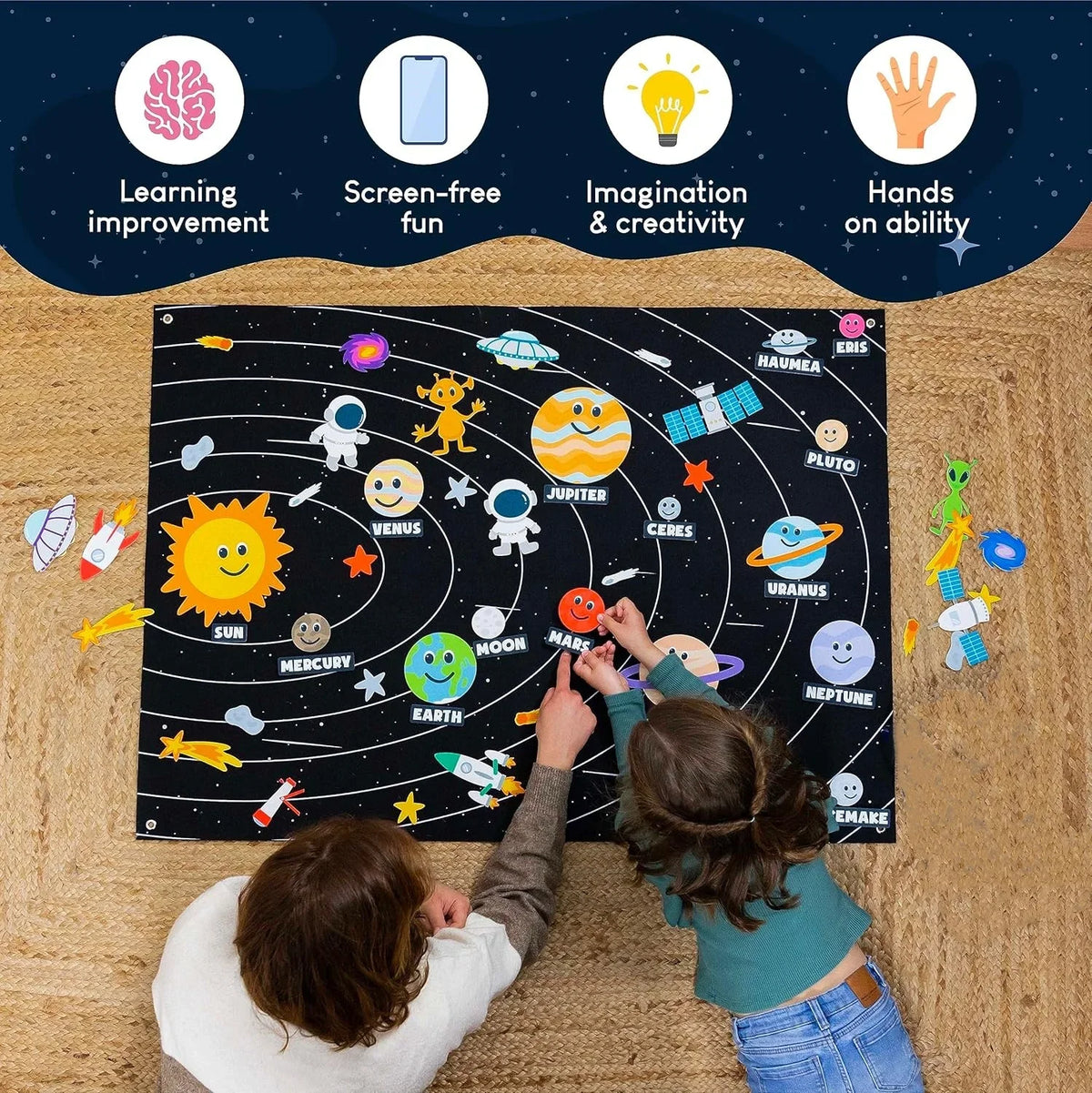 Montessori Felt Busy Board Story Set for Toddlers – Farm, Ocean, Zoo & Solar System