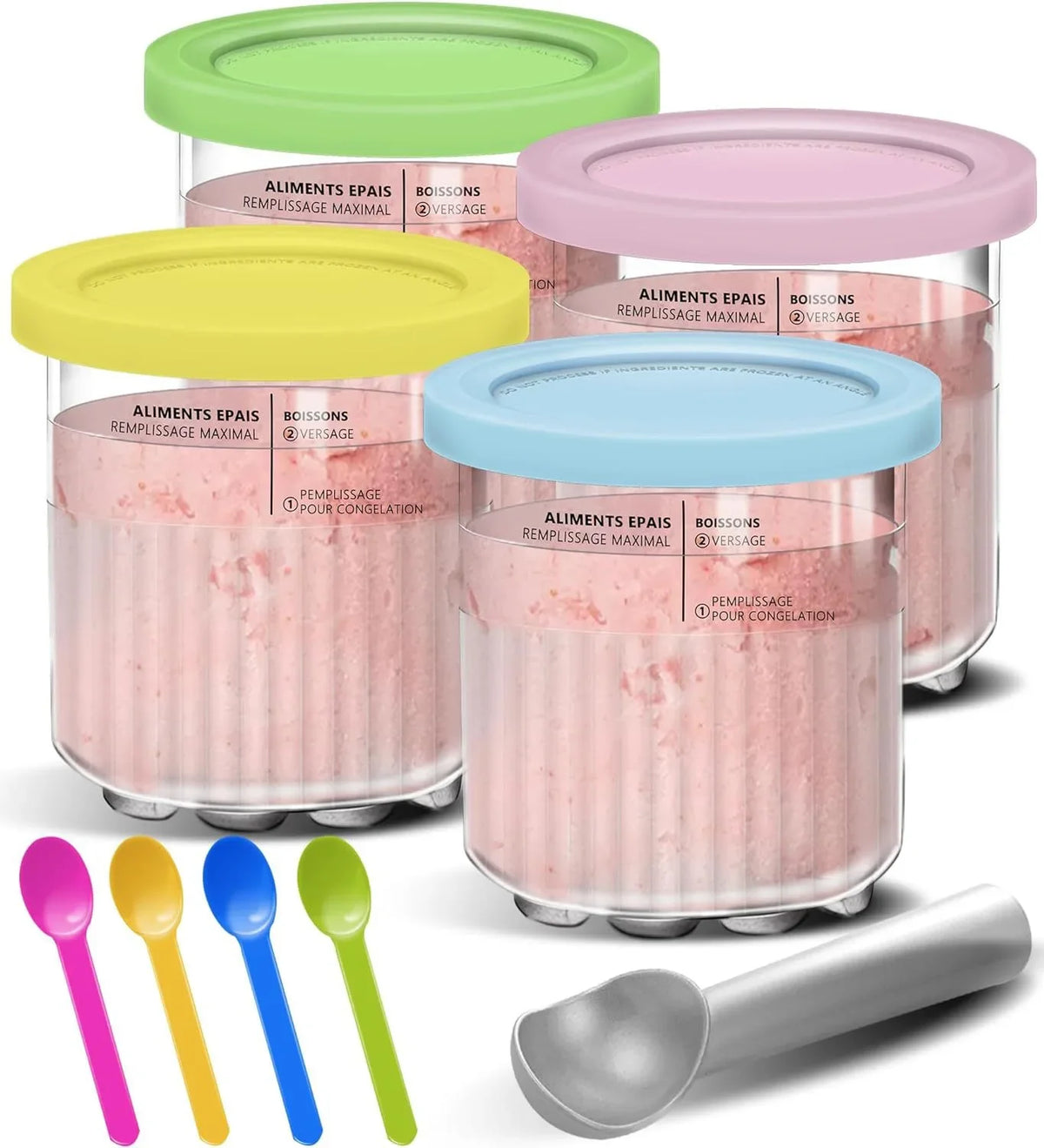 Ninja Creami Replacement Pints 4-Pack with Lids & Spoons