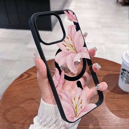Pink Lily Magnetic iPhone Case – Floral MagSafe Cover