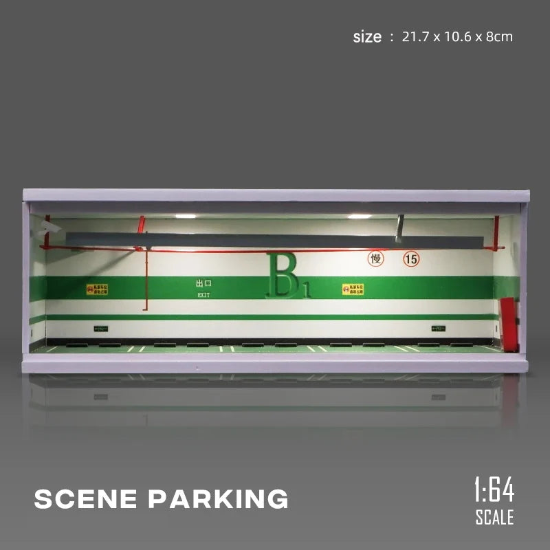 1:64 Scale Parking Garage Scene Model with LED Lights