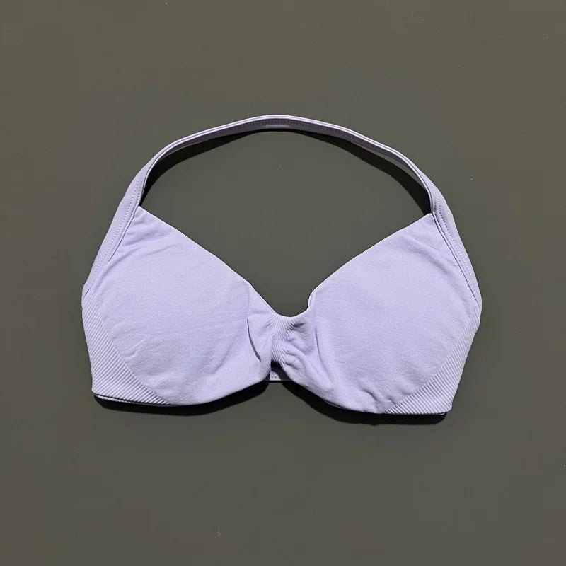 Seamless Halter Sports Bra – Women's Push-Up Gym Bra