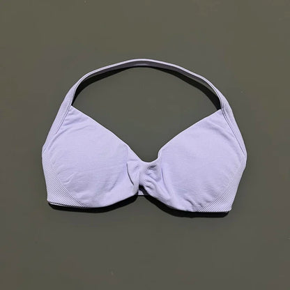Seamless Halter Sports Bra – Women's Push-Up Gym Bra