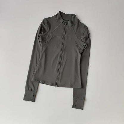 Women's Full-Zip Yoga Sports Jacket – Standing Collar Running Top