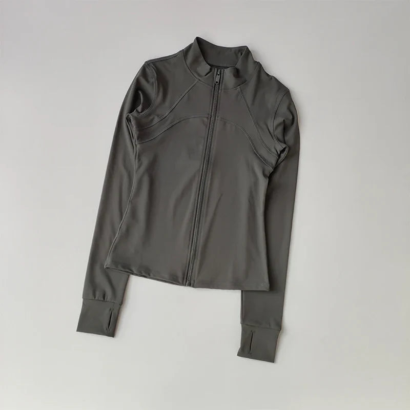 Full-Zip Athletic Jacket – Women's Slim Fit Stand Collar Sports Top