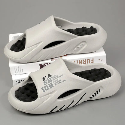 Men's Massage Slide Sandals – Soft Sole Indoor Outdoor Beach Slippers