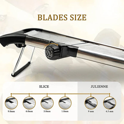 Adjustable Mandoline Slicer – Stainless Steel Vegetable Cutter with Cut-Resistant Glove