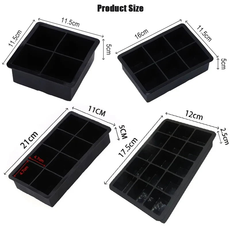 Silicone Ice Cube Tray – Flexible BPA-Free Mold, Multiple Grid Sizes