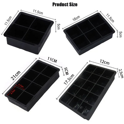 Silicone Ice Cube Tray – Flexible BPA-Free Mold, Multiple Grid Sizes
