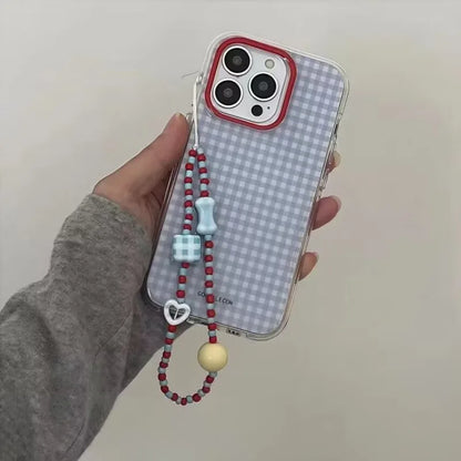 Blue Checkered Grid Pattern iPhone Case – Soft Protective Cover