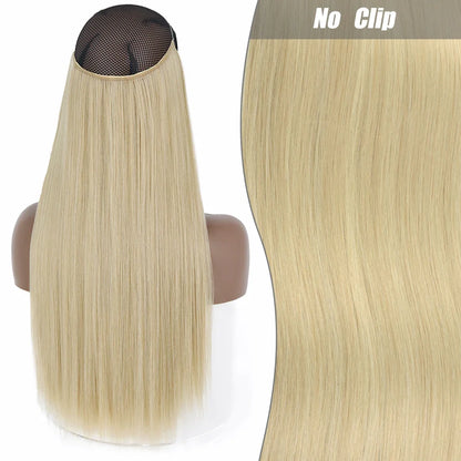 Clip-Free Straight Hair Extension Long Synthetic Hairpiece