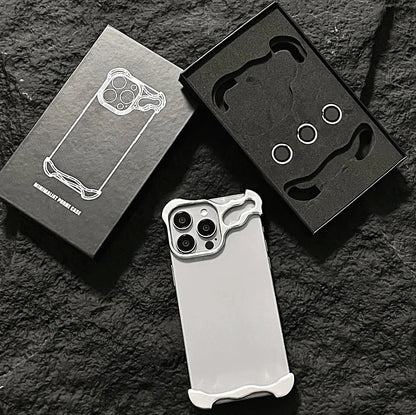 Metal Bumper iPhone Case with Lens Protector – Irregular Frame Design