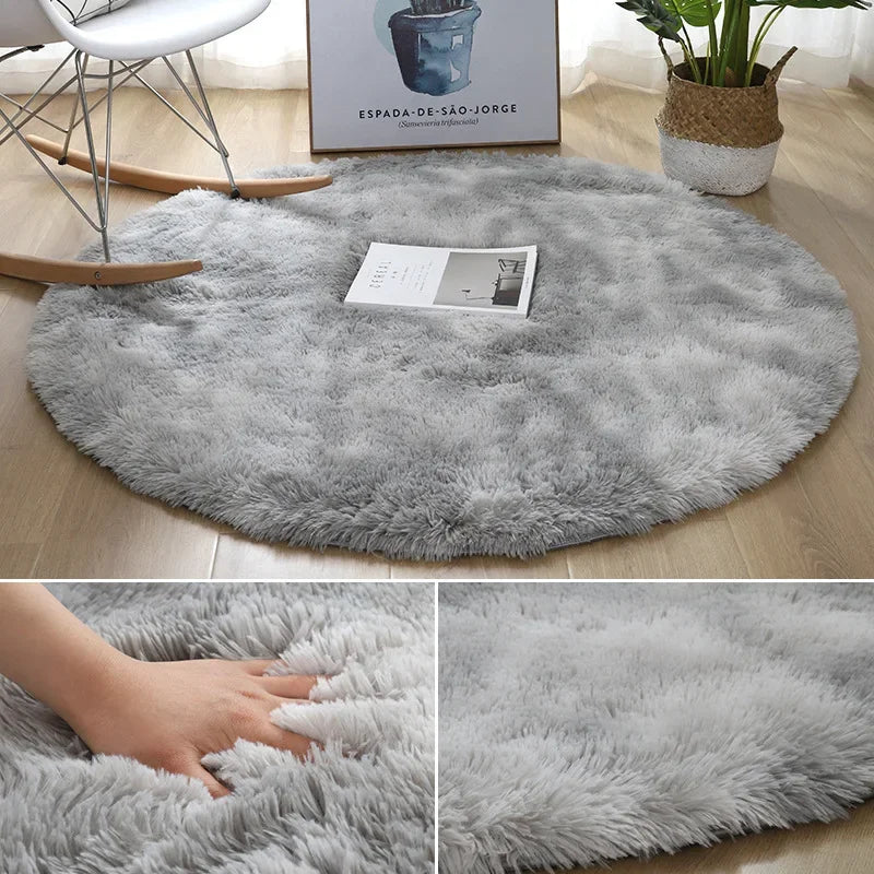 Fluffy Round Rug – Soft Plush Shaggy Circle Carpet for Bedroom & Living Room