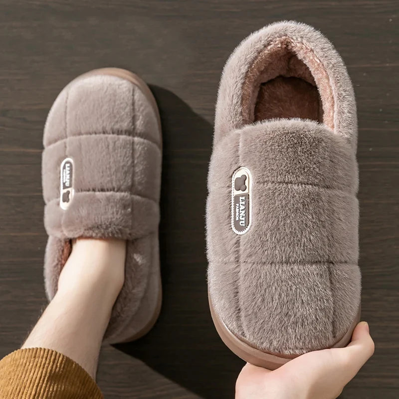 Plush Winter Slippers – Unisex Warm Non-Slip House Shoes