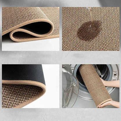 Kitchen Rug Runner – Washable Non-Slip Faux Sisal Mat