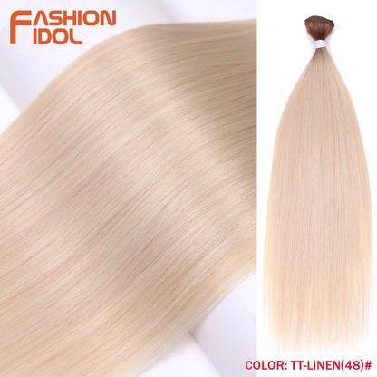 Bone Straight Hair Extensions Synthetic Bundles 24-36 Inch Multi-Color