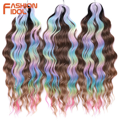 24 Inch Water Wave Crochet Braiding Hair Extensions – Synthetic Ombre