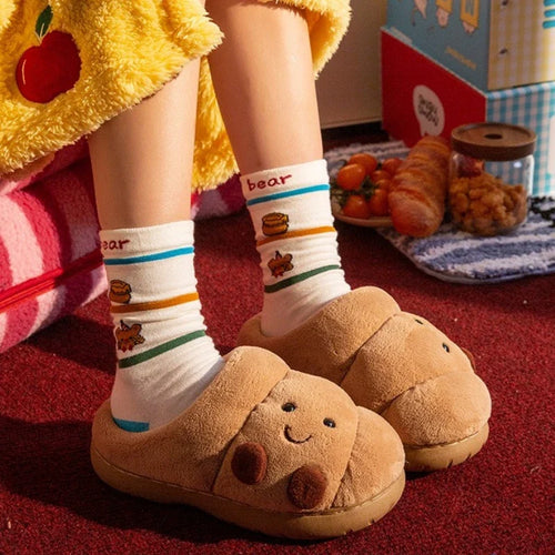Cute Bear Cartoon Fluffy Slippers Anti-Slip House Shoes