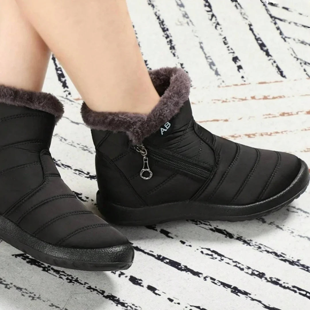 Women's Winter Snow Boots – Fur-Lined Ankle Boots with Side Zipper